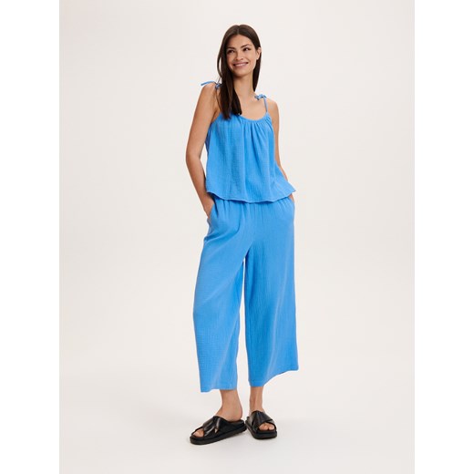 Reserved - Bawełniany top - jasnoniebieski ze sklepu Reserved w kategorii Bluzki damskie - zdjęcie 156883390