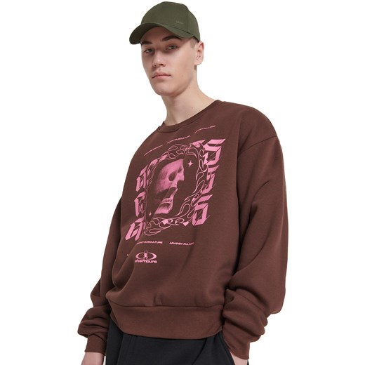 Cropp - Brązowa bluza z nadrukiem - Brązowy Cropp XXL Cropp promocja