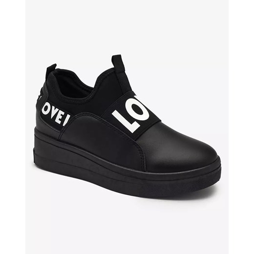 Czarne damskie buty sportowe typu slip-on z ukrytym koturnem Dasesa- Obuwie Royalfashion.pl 39 okazja royalfashion.pl