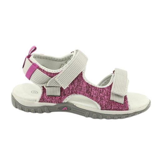 Sandałki z wkładką skórzaną American Club RL25/20 różowe szare ze sklepu ButyModne.pl w kategorii Sandały dziecięce - zdjęcie 156927181