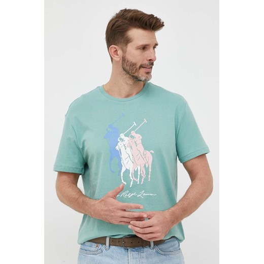 Polo Ralph Lauren t-shirt bawełniany kolor zielony z nadrukiem ze sklepu ANSWEAR.com w kategorii T-shirty męskie - zdjęcie 156938740