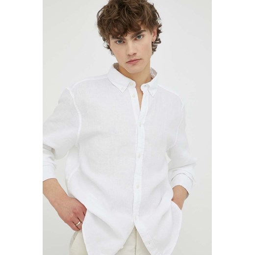 Les Deux koszula lniana kolor biały regular LDM410150 ze sklepu ANSWEAR.com w kategorii Koszule męskie - zdjęcie 156943804