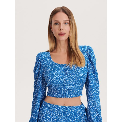 Niebieska spódnica Reserved w groszki 