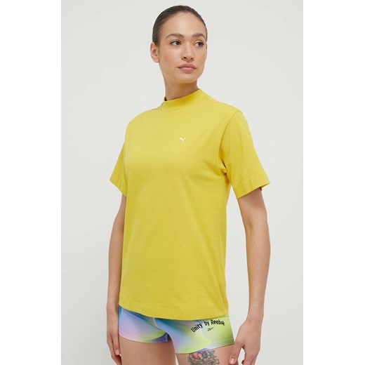 Puma t-shirt bawełniany kolor żółty ze sklepu ANSWEAR.com w kategorii Bluzki damskie - zdjęcie 156954153