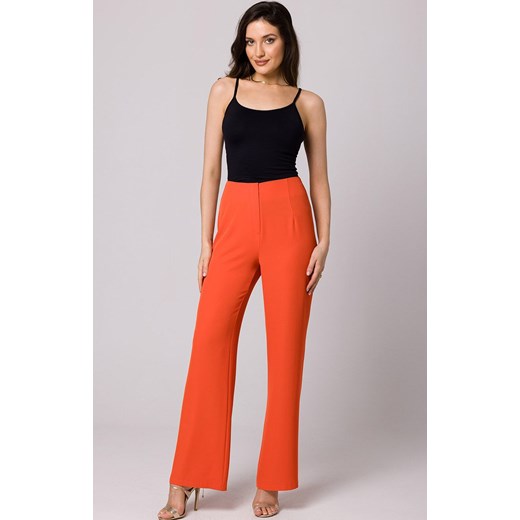 Spodnie z wysokim stanem w kolorze koralowym K162, Kolor koralowy, Rozmiar L, Makover XL Primodo