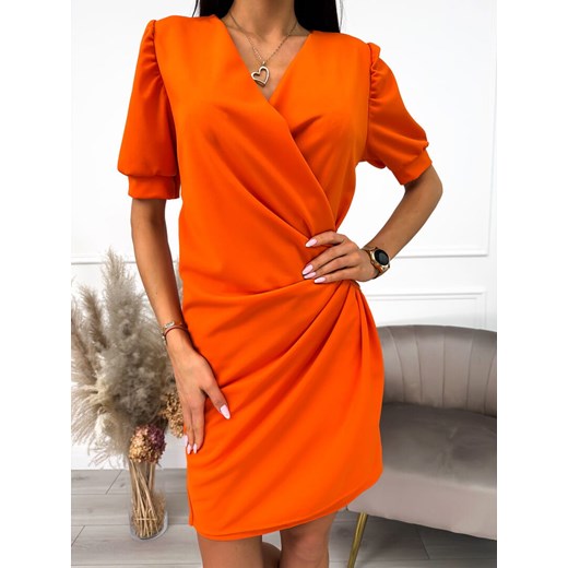 Pomarańczowa Kopertowa Sukienka Modnakiecka.pl 44 ModnaKiecka.pl