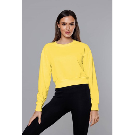 Cienka krótka bluza dresowa damska żółta (8B938-33) ze sklepu goodlookin.pl w kategorii Bluzy damskie - zdjęcie 157031294