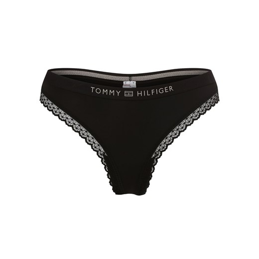 Tommy Hilfiger Stringi Kobiety Sztuczne włókno czarny jednolity ze sklepu vangraaf w kategorii Majtki damskie - zdjęcie 157035431