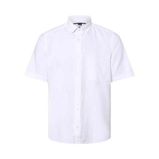 Nils Sundström Męska koszula z dodatkiem lnu Mężczyźni Modern Fit Bawełna biały Nils Sundström XL vangraaf okazyjna cena