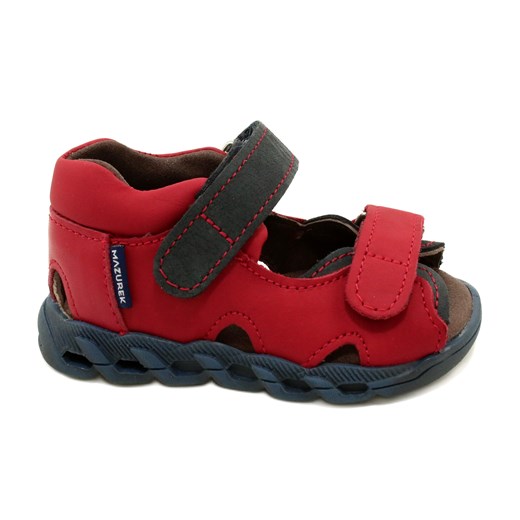 Sandałki na rzepy Mazurek 1363 Czerwony czerwone ze sklepu ButyModne.pl w kategorii Buciki niemowlęce - zdjęcie 157038774