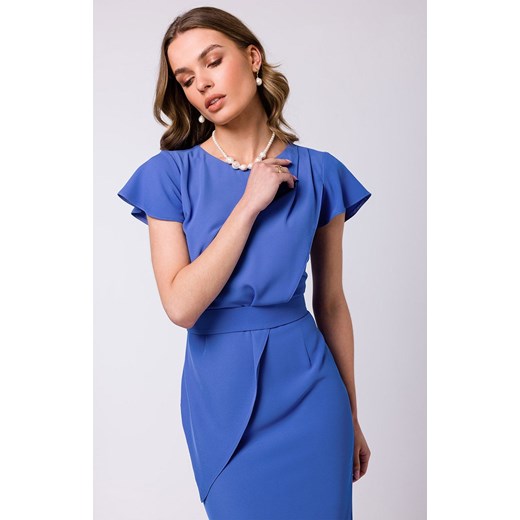 Sukienka ołówkowa z paskiem w kolorze niebieskim S336, Kolor niebieski, Rozmiar L, Stylove ze sklepu Primodo w kategorii Sukienki - zdjęcie 157040344