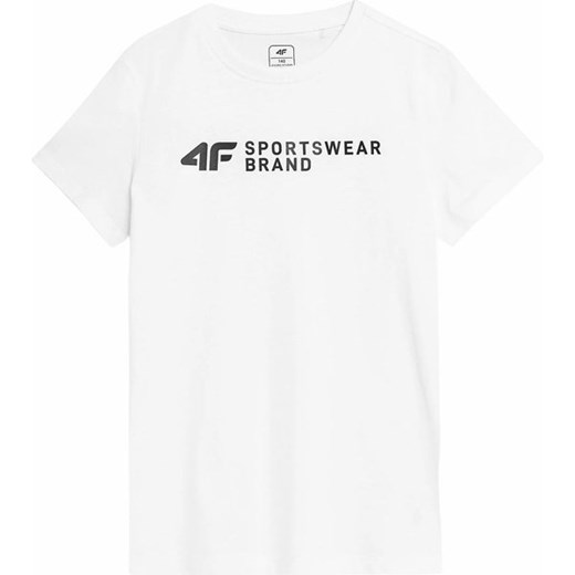 Biały t-shirt chłopięce 4F z krótkim rękawem 