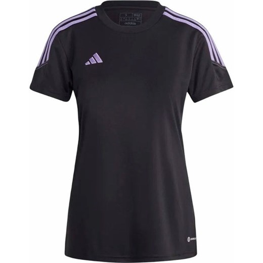 Bluzka damska Adidas z krótkimi rękawami czarna z okrągłym dekoltem jerseyowa 