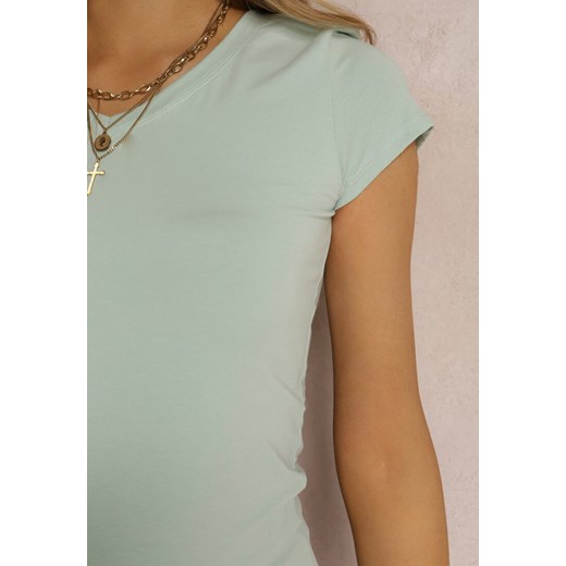 Miętowy T-shirt Mirasura Renee M okazyjna cena Renee odzież