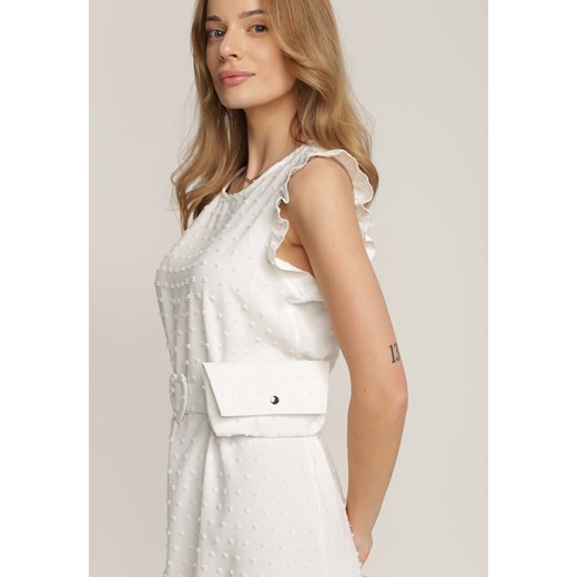 Biała Sukienka z Paskiem i Saszetką Pesheilise Renee M promocyjna cena Renee odzież