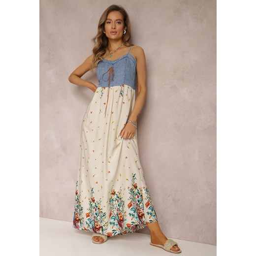 Kremowa Sukienka Rheneneira ze sklepu Renee odzież w kategorii Sukienki - zdjęcie 157057402