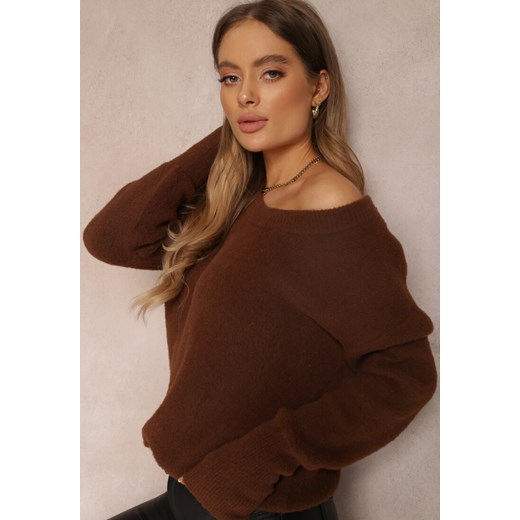 Brązowy Sweter Lyna ze sklepu Renee odzież w kategorii Swetry damskie - zdjęcie 157059731