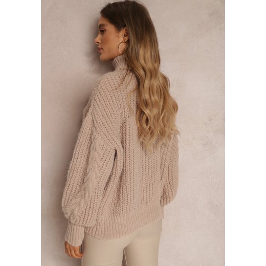 Beżowy Golf Z Wełną Adonyah Renee ONE SIZE promocyjna cena Renee odzież