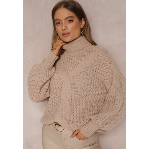 Beżowy Golf Z Wełną Adonyah Renee ONE SIZE okazja Renee odzież