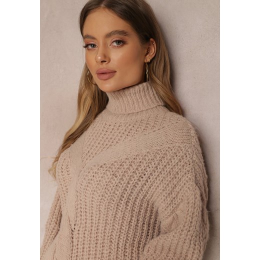 Beżowy Golf Z Wełną Adonyah Renee ONE SIZE promocyjna cena Renee odzież