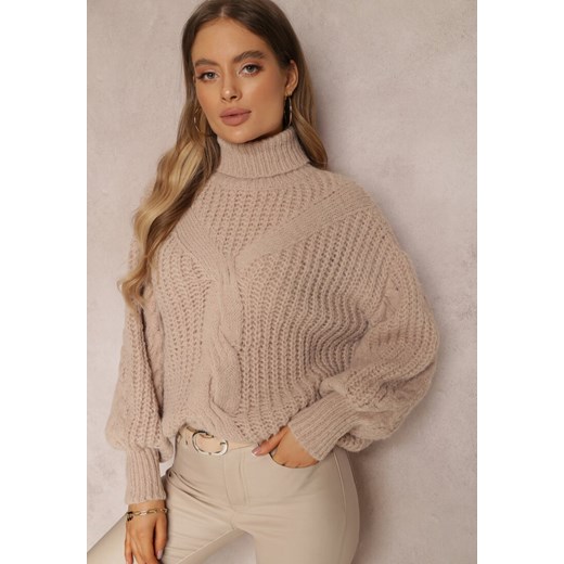 Beżowy Golf Z Wełną Adonyah Renee ONE SIZE wyprzedaż Renee odzież