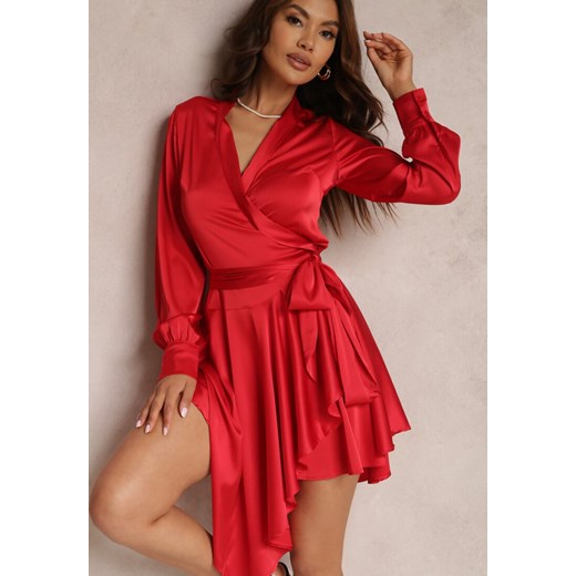 Czerwona Sukienka Satynowa Anastothee ze sklepu Renee odzież w kategorii Sukienki - zdjęcie 157060283