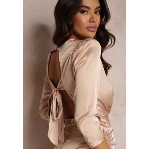 Beżowa Sukienka Periphae Renee M promocja Renee odzież