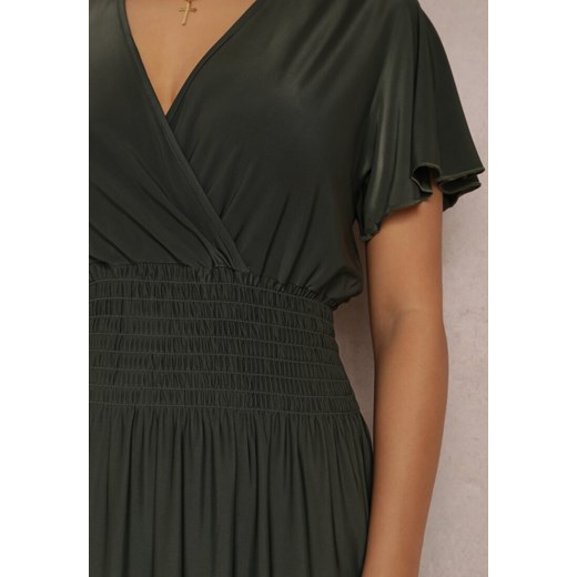 Sukienka Renee elegancka kopertowa midi z krótkimi rękawami 