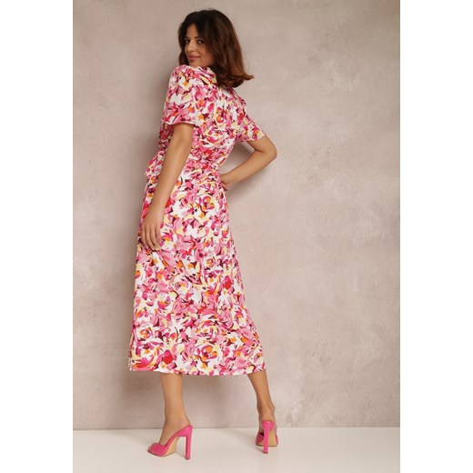Sukienka Renee midi w stylu boho z krótkim rękawem na co dzień wiosenna 