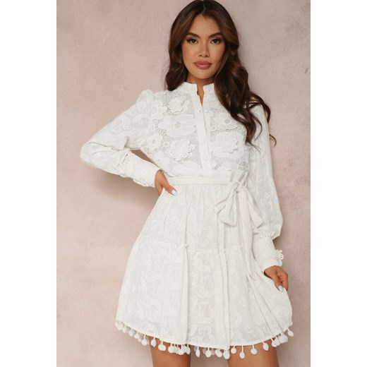 Biała Sukienka z Bawełny Chlorane ze sklepu Renee odzież w kategorii Sukienki - zdjęcie 157064821
