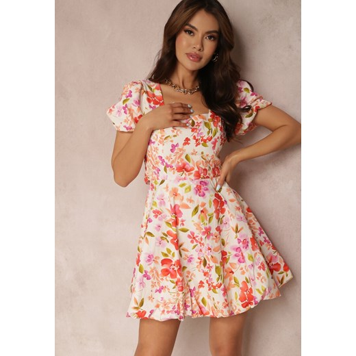 Biało-Pomarańczowa Sukienka Amarhoreia ze sklepu Renee odzież w kategorii Sukienki - zdjęcie 157065122