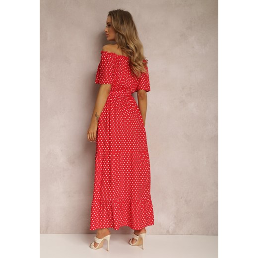 Czerwona Sukienka z Wiskozy Ampolea Renee L okazyjna cena Renee odzież