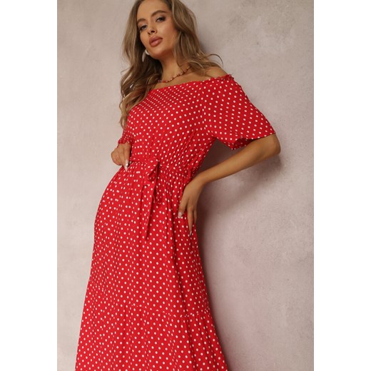 Czerwona Sukienka z Wiskozy Ampolea Renee L promocja Renee odzież