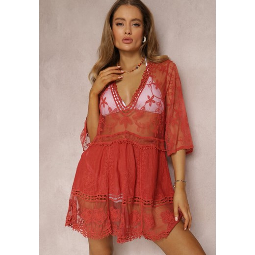 Czerwona Sukienka Leuseis ze sklepu Renee odzież w kategorii Odzież plażowa - zdjęcie 157066301