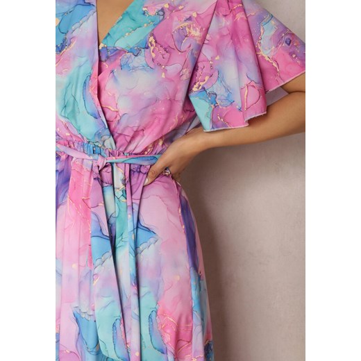 Różowo-Niebieska Sukienka Rhodassa Renee S okazyjna cena Renee odzież
