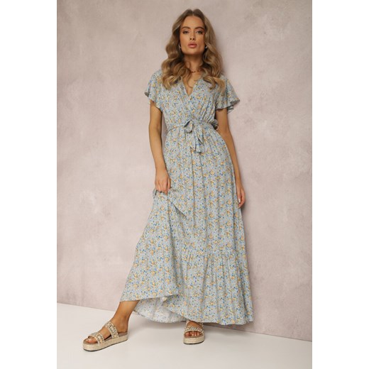 Jasnoniebieska Sukienka z Wiskozy Rhenane ze sklepu Renee odzież w kategorii Sukienki - zdjęcie 157066831