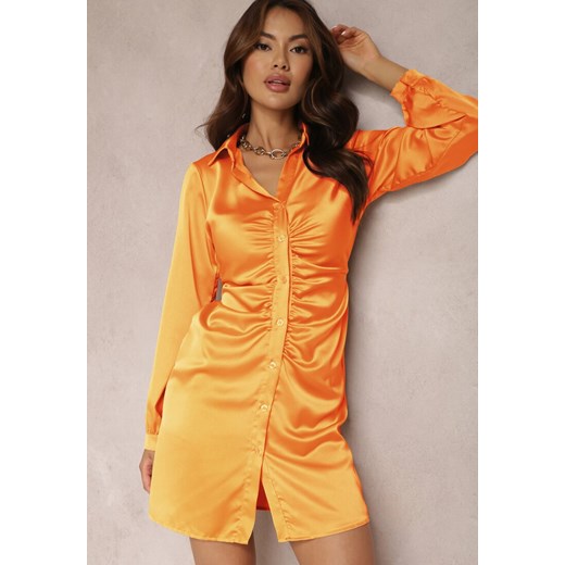 Pomarańczowa Sukienka Satynowa Iphosyne ze sklepu Renee odzież w kategorii Sukienki - zdjęcie 157067192