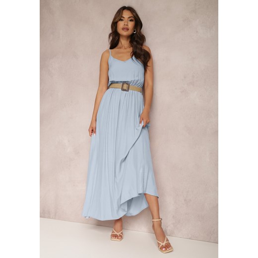 Niebieska Sukienka z Paskiem Auxonia ze sklepu Renee odzież w kategorii Sukienki - zdjęcie 157067472