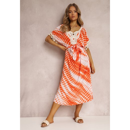 Pomarańczowa Sukienka z Paskiem Dephinca ze sklepu Renee odzież w kategorii Sukienki - zdjęcie 157069102