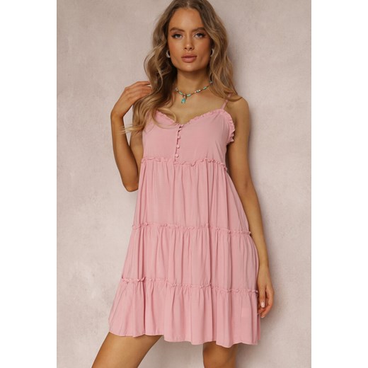 Różowa Sukienka z Wiskozy Maurice ze sklepu Renee odzież w kategorii Sukienki - zdjęcie 157069671