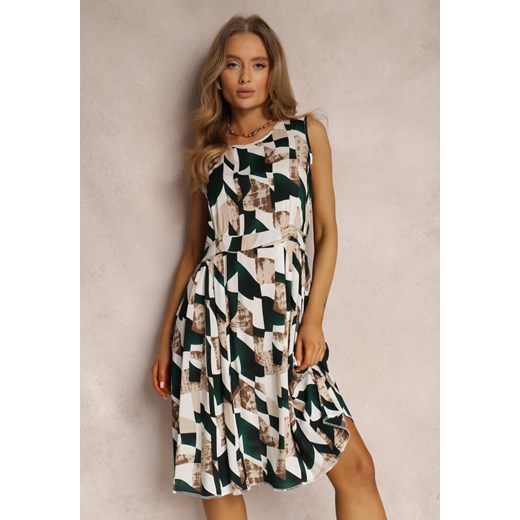 Beżowo-Zielona Sukienka Rospey ze sklepu Renee odzież w kategorii Sukienki - zdjęcie 157070551