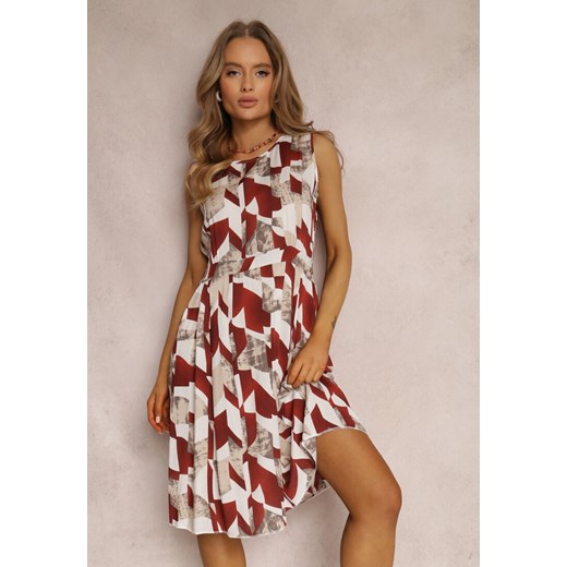 Beżowo-Bordowa Sukienka Rospey ze sklepu Renee odzież w kategorii Sukienki - zdjęcie 157070561