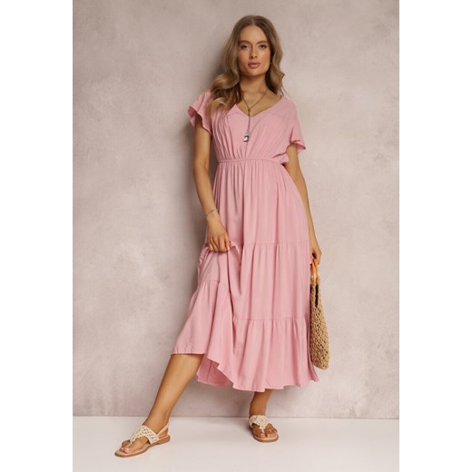 Różowa Sukienka z Wiskozy Jonmy ze sklepu Renee odzież w kategorii Sukienki - zdjęcie 157071003