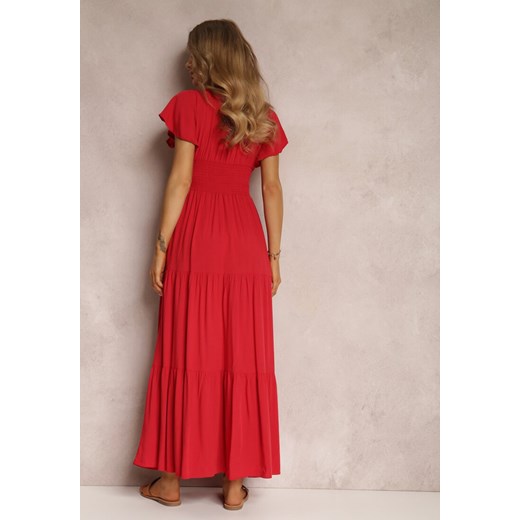 Czerwona Sukienka z Wiskozy Lobsy Renee S wyprzedaż Renee odzież