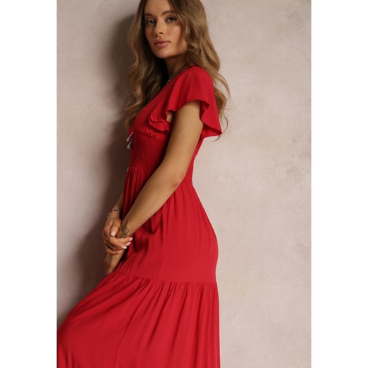 Czerwona Sukienka z Wiskozy Lobsy Renee S okazyjna cena Renee odzież