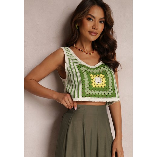 Zielony Top Szydełkowy Elizza ze sklepu Renee odzież w kategorii Bluzki damskie - zdjęcie 157071311