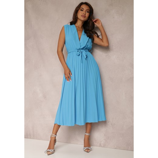 Jasnoniebieska Sukienka Volantis ze sklepu Renee odzież w kategorii Sukienki - zdjęcie 157071823