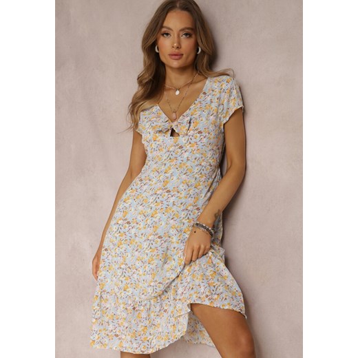 Żółto-Jasnoniebieska Sukienka Saiah ze sklepu Renee odzież w kategorii Sukienki - zdjęcie 157071983