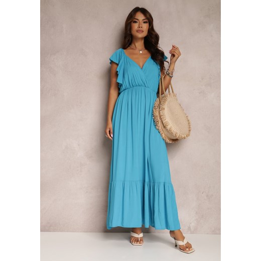Niebieska Sukienka z Wiskozy Ganogeus ze sklepu Renee odzież w kategorii Sukienki - zdjęcie 157072234