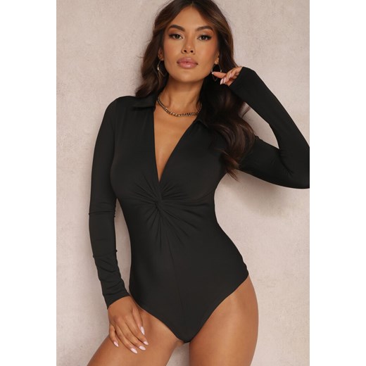 Czarne Body z Długim Rękawem Pilro ze sklepu Renee odzież w kategorii Bluzki damskie - zdjęcie 157074553